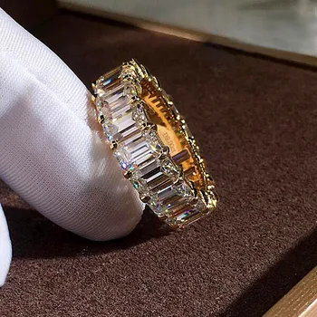 Prabanga Moterų White Crystal Cirkonis Žiedas Unikalų Stilių Geltonos Aukso Užpildytas Šalies Žiedas Žada Vestuvių, Sužadėtuvių Žiedai Moterims