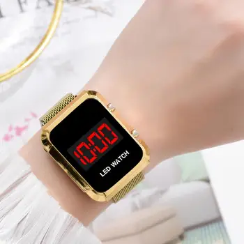 Prabangus LED Moterų Žiūrėti Sporto Magnetinio Laikrodžiai Moterims Ponios Laikrodis Aukso Tinklelio Suknelė Moterų Laikrodis Dovanos zegarek damski