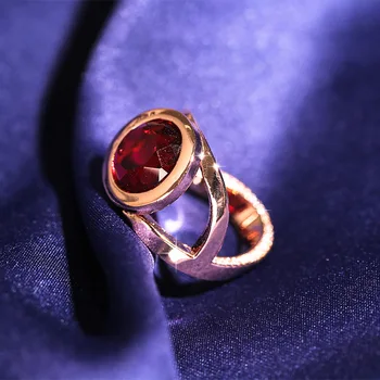 Prabangus Naujos Moterų Rose Gold Ruby Tuščiaviduris Žiedas Vestuvinis Žiedas Pora Žiedas Ponios Papuošalai Geometrinis Moteriški Žiedai