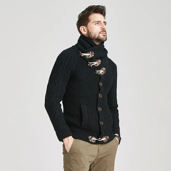 Prekės Megztinis Vyras Megztinis Storas Slim Fit Džemperiai Trikotažas Skara Apykaklės Aukštos Kokybės Rudenį Korėjos Stiliaus Atsitiktinis Mens Drabužiai