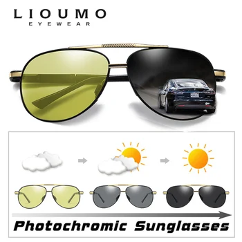 Prekės ženklo Dizainas Piloto Akiniai nuo saulės Vyrams Poliarizuota Photochromic Akinius Dieną Naktį Vairuotojo Saugos Akiniai HD Moterų gafas de sol hombre