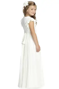 Princesė Gėlių Mergaičių Suknelės 2019 Balto Dramblio Kaulo Vaikai Vestuves Inscenizacija Oficialų Šifono Suknelė Be Rankovių Grindų Ilgis