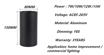 Pritemdomi Apvalus LED Šviestuvai 7W/10W/12W15W COB LED Lubų Apšvietimas AC85-265V LED Sienos Lempos Šilta Šalta Balta Patalpų Apšvietimas