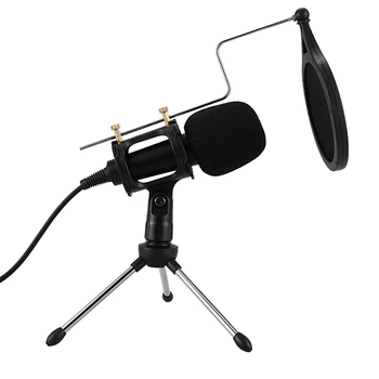 Profesionalus Mikrofonas Kondensatoriaus už Kompiuterio, Nešiojamojo Kompiuterio, Usb Kištuko+Stovas Studija Transliacijų Įrašymas Microfone Karaoke Mic