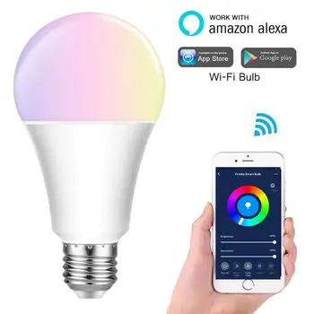 Protingas Kontrolės Lemputė, Led RGB Apšvietimas, Lempos, šviesos srautą galima reguliuoti E14/E26/B22/E27 Spalvinga Keičiasi Šviesos Lemputės Suderinamos Alexa 