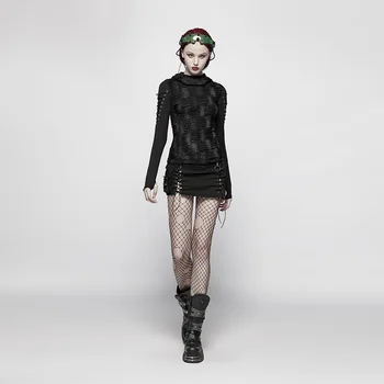 Punk Rave Steampunk Atsitiktinis Jungiamąją Kniedės Gotikos-Line Asimetrinė Seksuali Moteris Mini Sijonas Streetwear WQ400