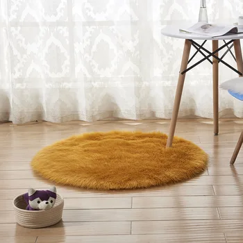 Purus apvalus kilimėlis ilgi plaukai kilimas minkštas dirbtinis avikailio kilimų pagalvėlės, neslidžia kėdės namuose, gyvena kambaryje, kavos staliukas pagalvėlės dirbtiniais kailiais