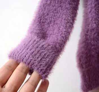 Pūkuotas Megztinis Fuzzy Kailio Korėjos Kašmyro Megztinis Moterims Traukti Femme Žiemą Šiltas Megztiniai Moheros Drabužius 2020 Jumper Kalėdų Traukti