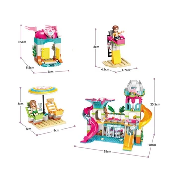 Qman Kūrimo bloką mergina serijos holiday villa vandens parkas asamblėjos pastatas nustatyti žaislas