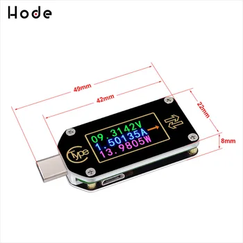 RD TC66/TC66C Tipas-C PD sukelti USB-C Voltmeter ammeter įtampa 2 būdas srovės matuoklis multimetras PD kroviklis USB Testeris