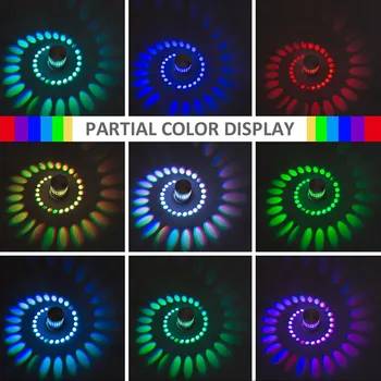 RGB Spiralės Skylę LED Siena Šviesos Efektas Sienos Lemputė Su Nuotolinio valdymo pultelis Spalvinga Wandlamp Šalies Baras Lobby KTV Namų Puošybai