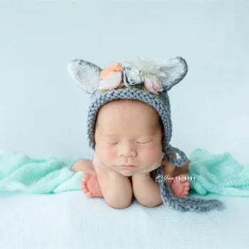 Rankomis Megztas kūdikių variklio dangčio gėlė skrybėlę fotografijos rekvizitai Naujagimių Katytė padengia variklio dangčio