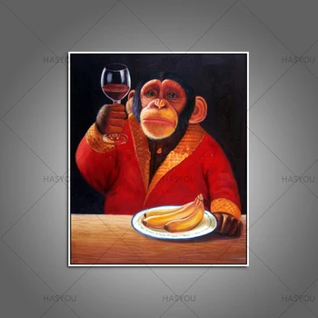 Rankomis dažyti gyvūnų drobė meno, šiuolaikinės Gerdami beždžionių Gydytojas aliejaus tapybai gorila dažai naujas, skirtos dekoratyvinių nuotrauką dovana