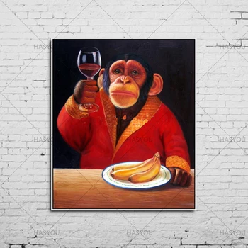 Rankomis dažyti gyvūnų drobė meno, šiuolaikinės Gerdami beždžionių Gydytojas aliejaus tapybai gorila dažai naujas, skirtos dekoratyvinių nuotrauką dovana