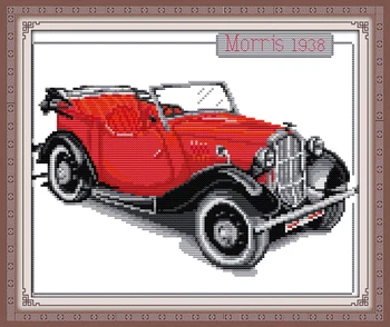 Raudonas automobilis kryželiu mados modelis DMC spalvų skaičius spausdinimo 18ct 14ct 11ct siuvinėjimo rinkinys 