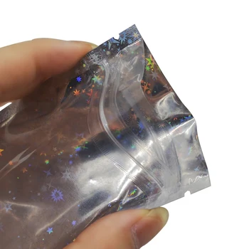 Reclosable Star Holografinis Ziplock Krepšiai Mažas Makiažas Kosmetikos Lazeriu, Plastiko, Aliuminio Folija, Zip-Lock Pakuotė Krepšiai 100vnt