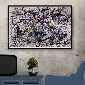 Retro Jackson Pollock Koliažas Abstraktus, Aliejus, Tapyba, Plakatas Spaudinių Drobės Tapybos Meno Siena Nuotraukas Kambarį Namų Dekoro
