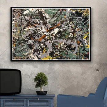 Retro Jackson Pollock Koliažas Abstraktus, Aliejus, Tapyba, Plakatas Spaudinių Drobės Tapybos Meno Siena Nuotraukas Kambarį Namų Dekoro