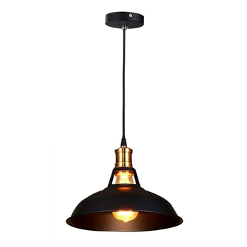 Retro Pramonės Edison Paprastumo Liustra Derliaus Lubų šviestuvas su Metaliniu Blizga Šiaurės stiliaus Atspalvį (Juoda)