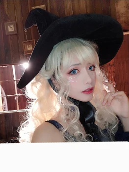 Retro Ragana Skrybėlės Maskuotis Tvarstis Lankas Wizard Hat Suaugusiųjų Gothic Lolita Cosplay Kostiumų Priedai Halloween Party Dress Dekoras
