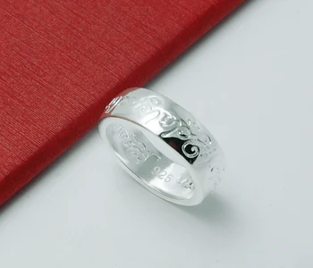 Retro mados sidabro juvelyriniai dirbiniai. Kietojo 925 Sidabro graviruotas magija tekstas žiedas. Žavesio moteris, vyras sidabro žiedas. Pora Kalėdų dovana