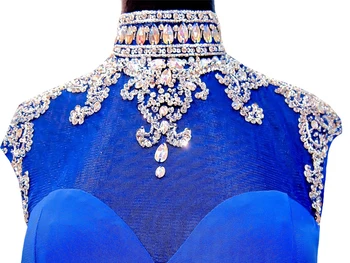 Royal Blue 2017 Elegantiškas Kokteilių Suknelės Apvalkalas, Bžūp Rankovėmis, Trumpus Mini Kristalai Zawalcowany Atvira Nugara Homecoming Suknelės