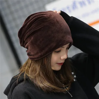 Rudenį ir žiemą naujas pliušinis galvos dangtelis vyrų ir moterų korėjos versija vientisos spalvos krūva skrybėlę paprastas laisvalaikio mėnesį bžūp