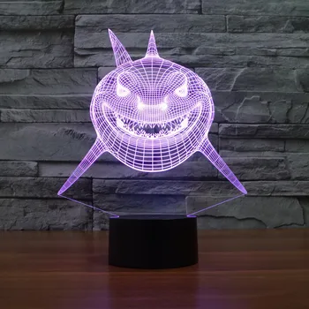 Ryklys Modelio 3D LED Šviesos Holograma Iliuzijų 7 Spalvų Keitimas Dekoro Lempa, Geriausia Naktį, Šviesos, Dovana, Namų Deco 3159