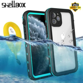 SHELLBOX Vandeniui Atveju iPhone 12 11 Pro Max X XR XS MAX atsparus smūgiams Plaukimo, Nardymo Coque Padengti Telefono dėklas