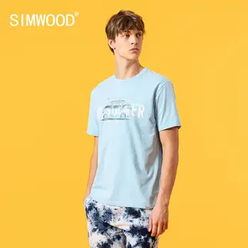 SIMWOOD 2020 metų vasaros, nauja, t-shirt vyrai mada autobusų laiškas spausdinti tees medvilnės kvėpuojantis viršūnes aukštos kokybės marškinėlius SJ120540