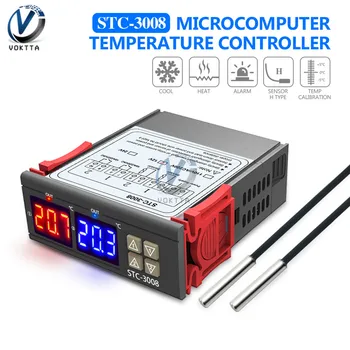 STC-3008 Dual Skaitmeninis Temperatūros Reguliatorius Dual Zondas Du Tikrai Išėjimo Termostatas Thermoregulator 12V 24V 110-220V, Higrometro