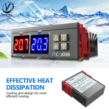 STC-3008 Dual Skaitmeninis Temperatūros Reguliatorius Dual Zondas Du Tikrai Išėjimo Termostatas Thermoregulator 12V 24V 110-220V, Higrometro
