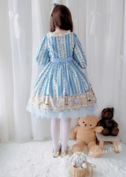 Saldus lolita dress senovinių nėrinių bowknot mielas Japonijos kawaii girl gothic lolita jsk/op princesė loli spausdinimo viktorijos suknelė