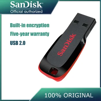 SanDisk USB Flash Drive CZ50 USB 2.0 128G 32G 64G 16G 8G Mini Automobilių USB Pen Drive PenDrive Parama europos sąjungos Oficialusis Patikra