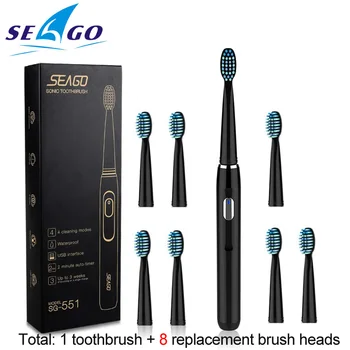 Seago Sonic Elektros dantų šepetėlį USB Įkraunamas dantų Šepetėlis 4 Režimas USB Įkrovimo Kelionės dantų šepetėlį su Teptuku Vadovai SG551