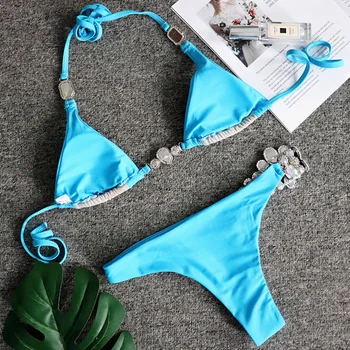 Seksualus Krištolo ir Deimantų Bikini 2019 Bandeau maudymosi kostiumėlį Moterų kalnų krištolas maudymosi Kostiumėliai, Moteriška Dviejų dalių Bikini nustatyti, Apynasrio Maudymosi Kostiumas