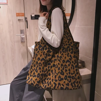 Seksualus Leopard Moterų Big Nešti maišą 2018 metų Žiemos Mados, Naujos Kokybės Zomšos Moterų Dizaineris Rankinės, Pirkinių Krepšys Didelis Pečių Krepšiai