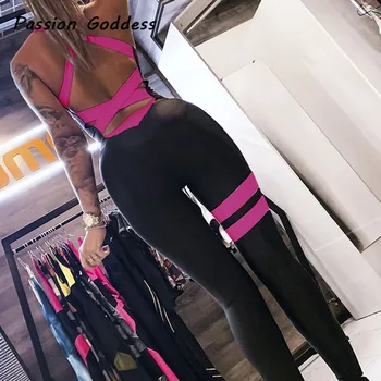 Sexy Moteris Backless Jumpsuits Krūtinė Mygtukai Visiškai Bodysuit Elastinga Darbo Drabužių Komplektus Mujer Slim Fit Tvarstis Fitneso Jumpsuit Rompers