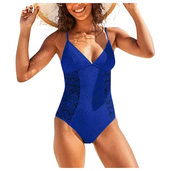 Sexy Nėrinių maudymosi kostiumėlis Moterims, Vienas Gabalas V-kaklo vientisos Spalvos maudymosi kostiumėlį, vientisas Camisole Moterų Brazilijos Bikini Komplektas Biquini Maudymosi #8