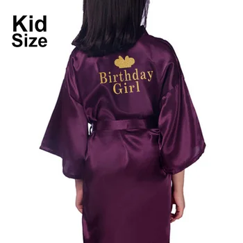 Sidabro Spausdinti Aukso Raidė Satino Vaikams Gimtadienio Mergaitė&Motina Gimtadienio Mergaitė Rūbeliai Vaikams Kimono Chalatai Vaikui Pižamą