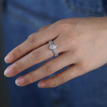 Sidabro spalvos 5A markizė CZ kubinis cirkonis vestuvių žiedą, moterims, JAV, dydis 6 7 8