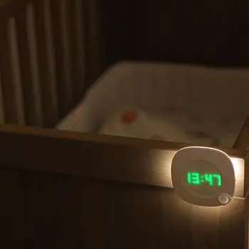 Sieninis Laikrodis Su Judesio Jutiklis Nakties Šviesos USB PIR Jutiklis Du Apšvietimo Spalva Reguliuojamas Ryškumas Magnetas Žadintuvas Naktį Lempa