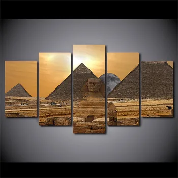 Sienos Menas Nuotraukas, Namų Dekoro HD Spausdinami Plakatai 5 Gabalas/Vnt Egipto Piramidės Saulėlydžio Peizažas Modernus Rėmas Kambarį Tapyba