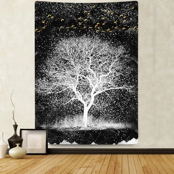 Simsant Gyvybės Medžio Mozaiką, Juodos ir Baltos spalvos Medžio Čekijos Dailės Sienos Kabo Gobelenai, skirtą Kambarį Namuose Bendrabučio Dekoras Reklama