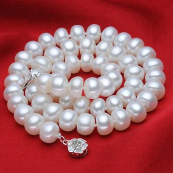 Sinya gėlavandenių perlų gija karoliai moterims, 40cm, 45cm pasirenkamųjų perlų karoliukai, karoliai, perlų skersmuo pasirinktinai 2017