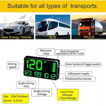 Skaitmeninis C90 GPS HUD Displėjaus GPS Galvos Iki Spidometro Automobilių, Sunkvežimių Ridos Su Greičio Įspėjimo Automobilių Laikrodis