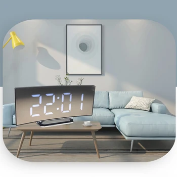 Skaitmeninis Laikrodis-Žadintuvas Stalas Stalo Laikrodis Lenktas LED Ekranas žadintuvai Vaikams, Miegamojo Temperatūra Atidėjimo Funkcija Namų Dekoro