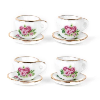 Skatinimas! 15 vnt Porceliano arbatos rinkinys Lėlių namelis miniatiūrinės maisto produktai, Kinų rožė patiekalų čempionatas
