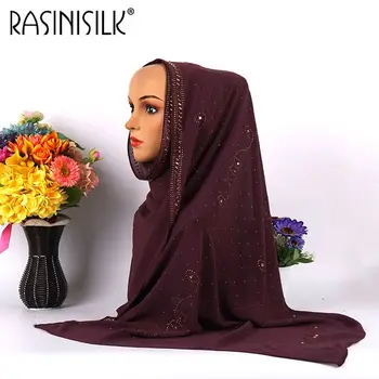 Skatinimo Parduoti! Premium Šifono Moterų Skara Musulmonų Hijabs Blizgučiai Deimantų Kalnų Krištolas Ilgas Šalikas Wrap Islamo Malaizija Skarelė