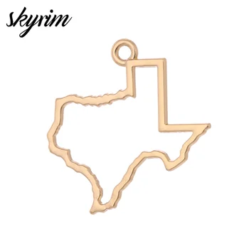 Skyrim 20pcs JAV Valstybės Žemėlapį, Žavesio Aukso Spalvos Texas Pakabučiai Papuošalai 